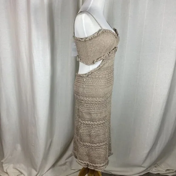 NWT MISA Women's Medium Skye Dress Platinum Rose Bodycon Cutout Boho Metallic - Picture 7 of 16